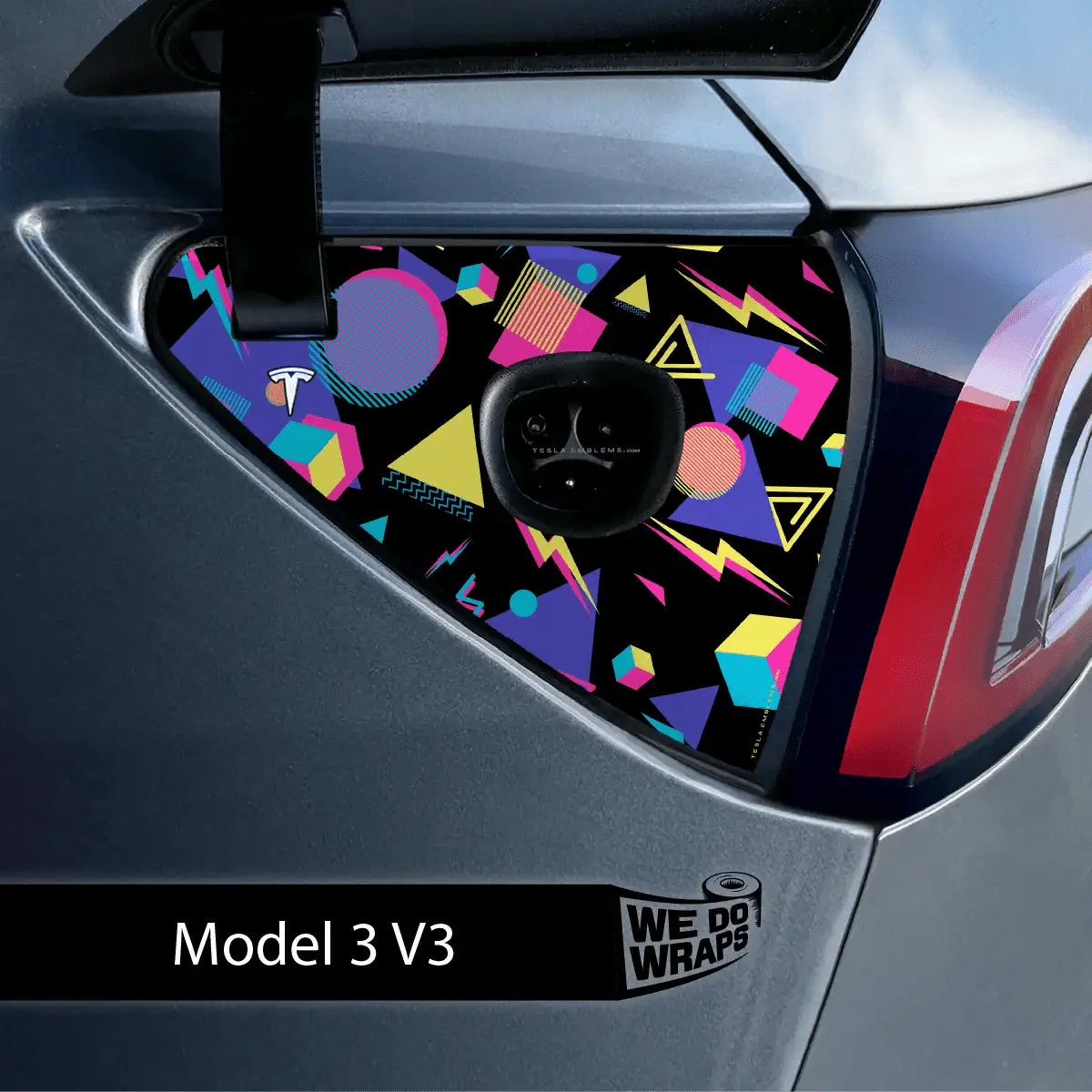 Rad 80s Tesla Charge Port Wrap | Model 3 - Image 2