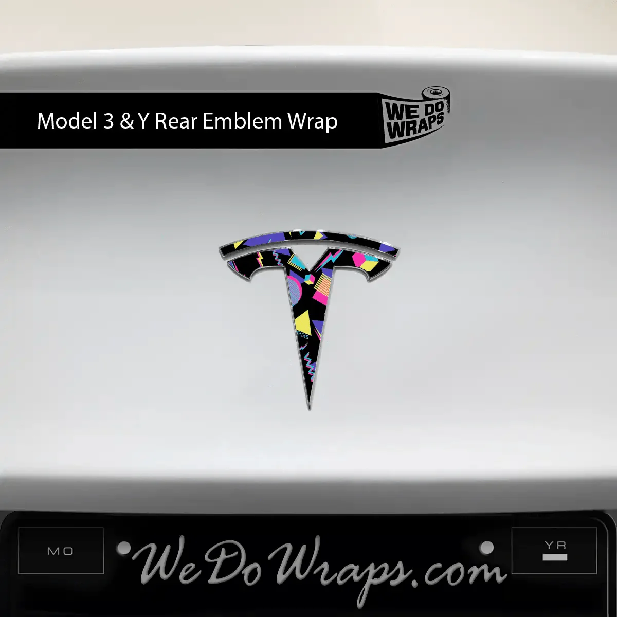 Rad 80's Tesla Emblem Decals (Front + Back) | Model 3 - Image 2