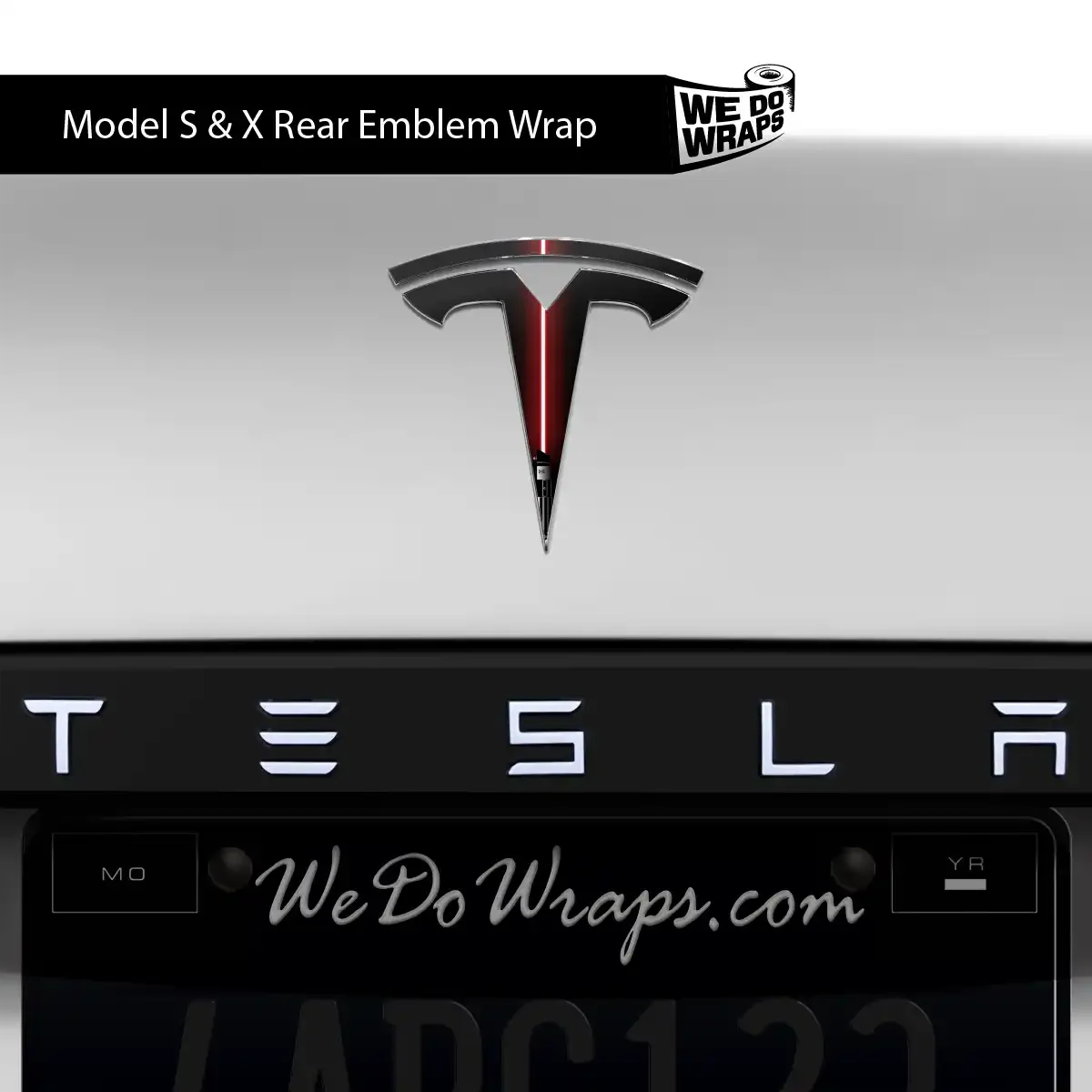 Red Laser Sword Tesla Emblem Decals (Front + Back) | Model S - Image 2