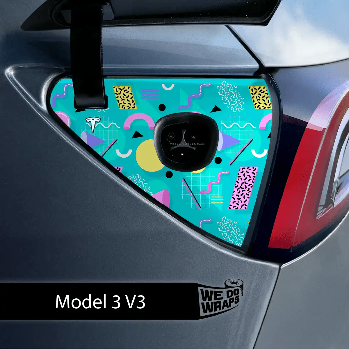 Retro Rewind Tesla Charge Port Wrap | Model 3 - Image 2