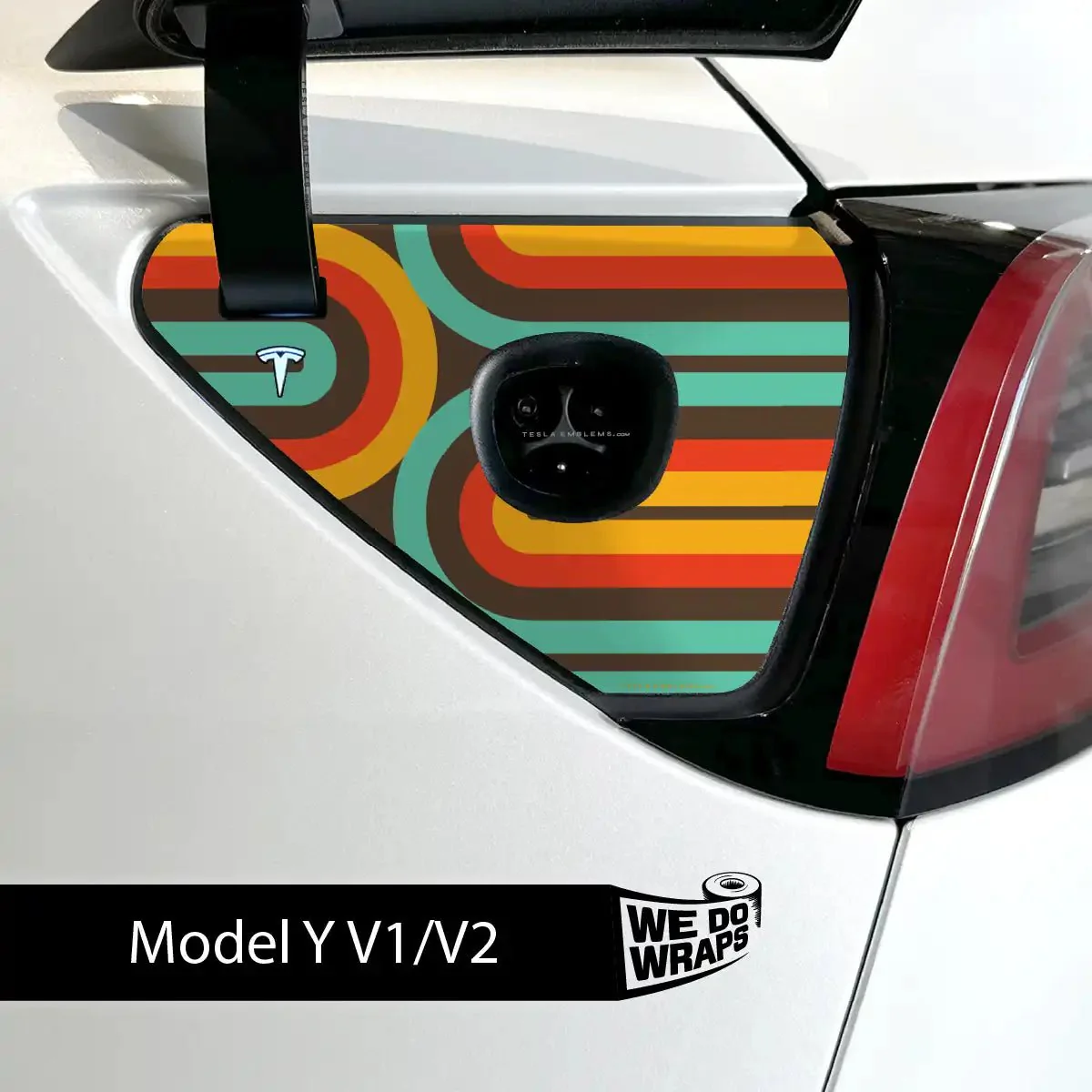 Retro Stripes Tesla Charge Port Wrap | Model Y - Image 2