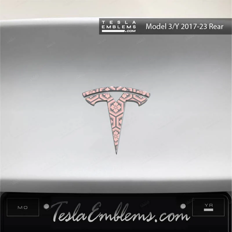 Sakura Hex Tesla Emblem Decals (Front + Back) | Model Y - Image 2