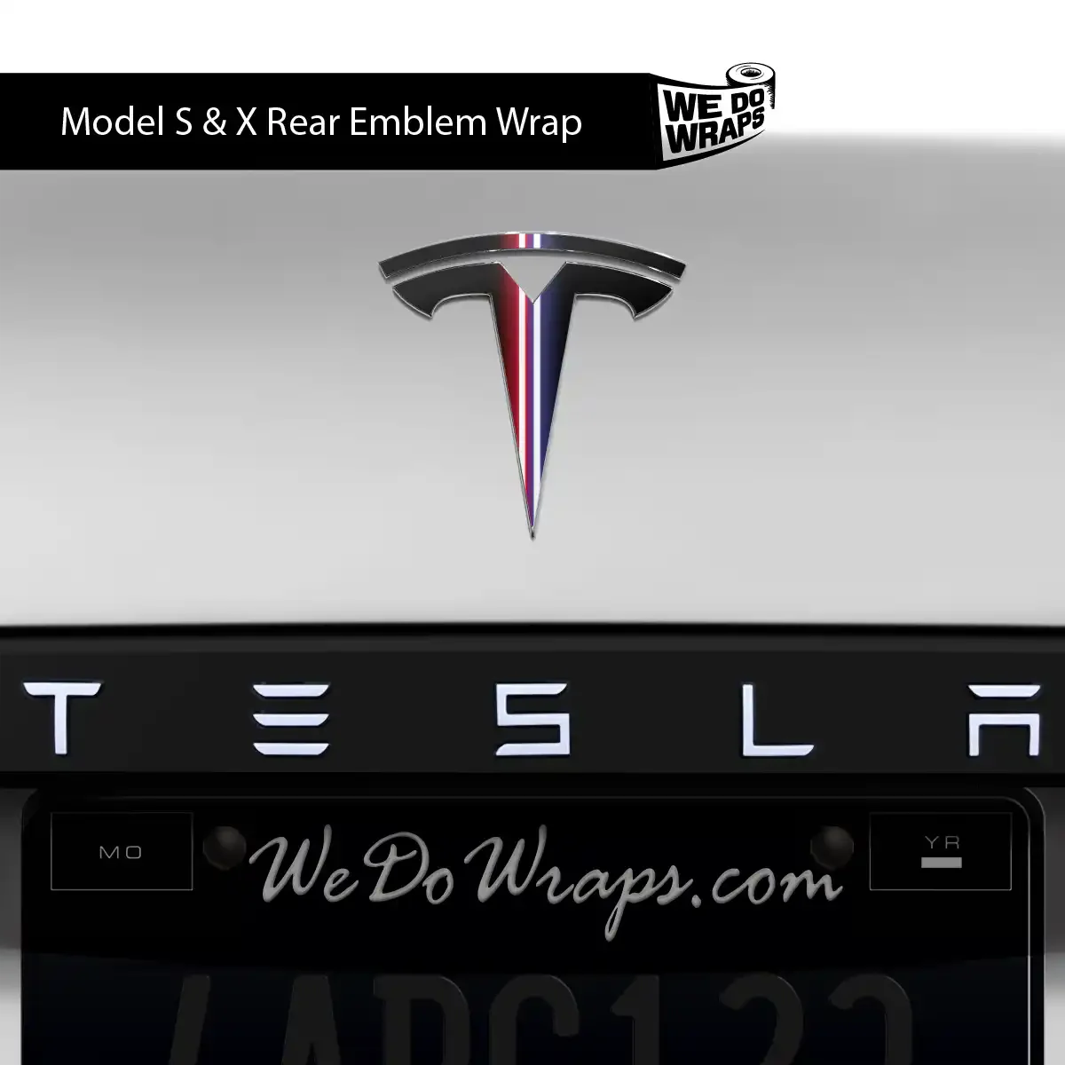 Side by Side Laser Sword Tesla Emblem Decals (Front + Back) | Model S - Image 2