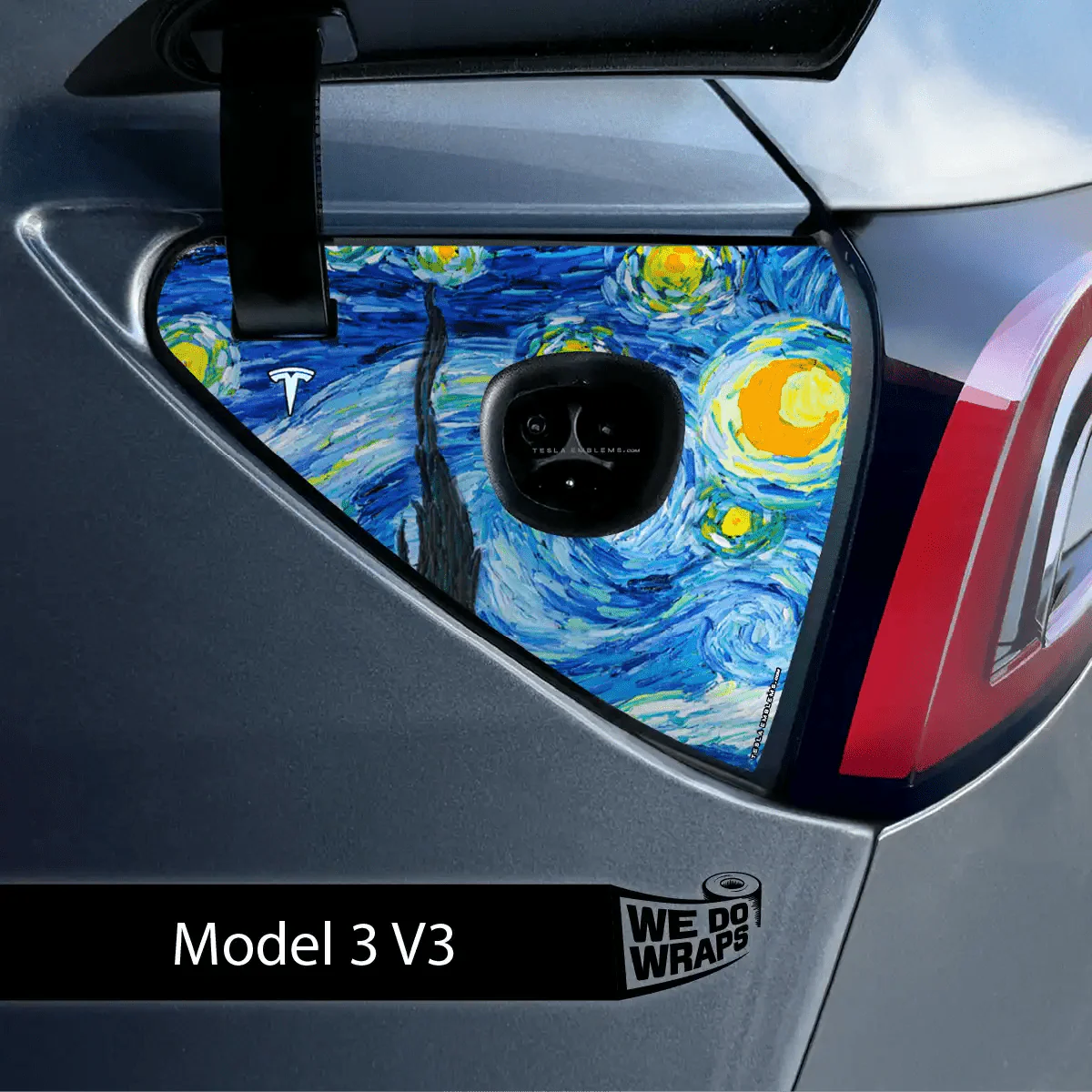 Starry Night Tesla Charge Port Wrap | Model 3 - Image 2