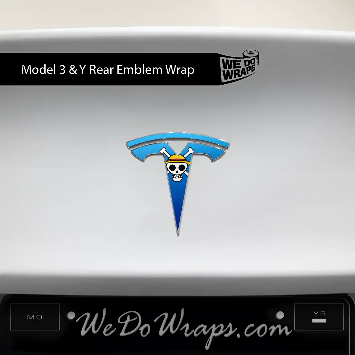 Straw Hat Pirate Tesla Emblem Decals (Front + Back) | Model 3 - Image 2