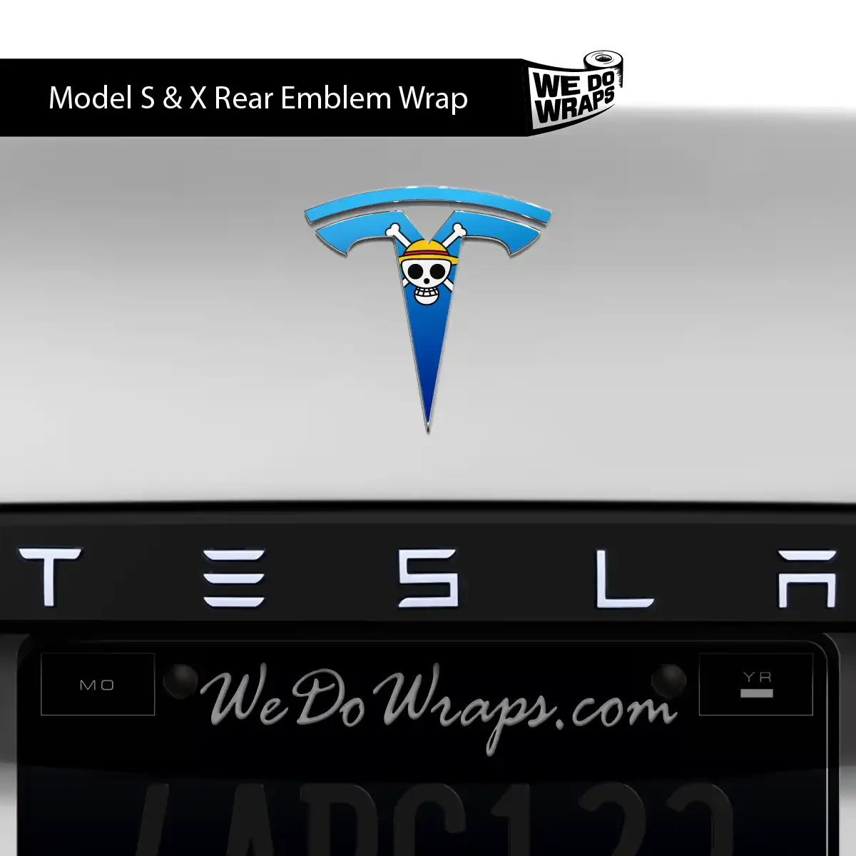 Straw Hat Pirate Tesla Emblem Decals (Front + Back) | Model S - Image 2