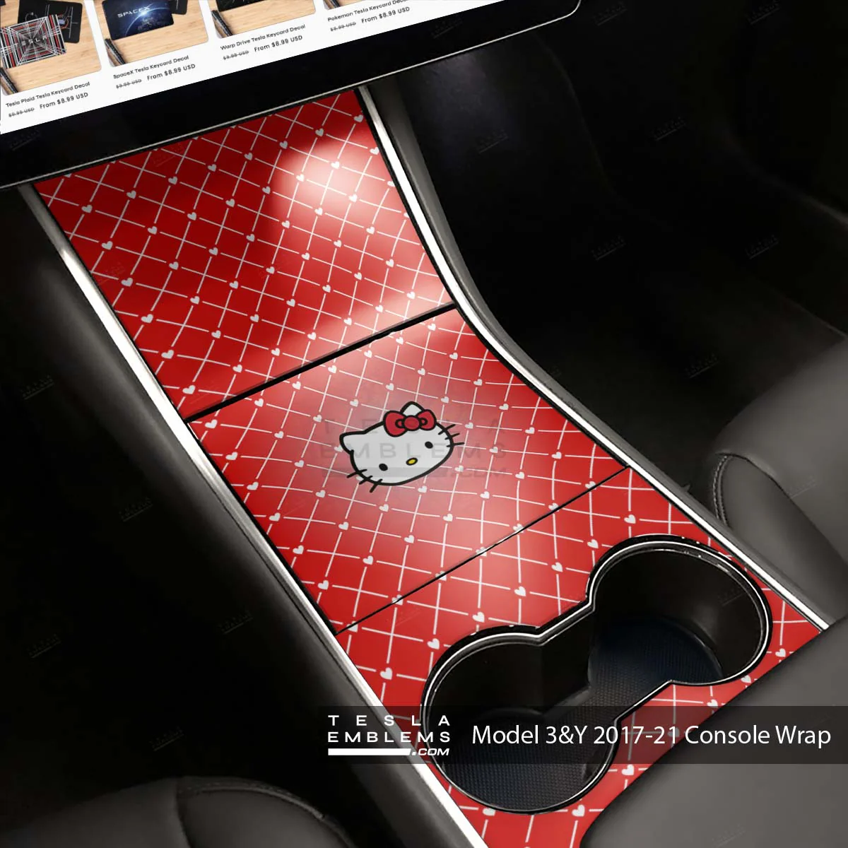 Sweet Kitty | Tesla Center Console Wrap Kit | Model 3 ’17-20 - Image 2