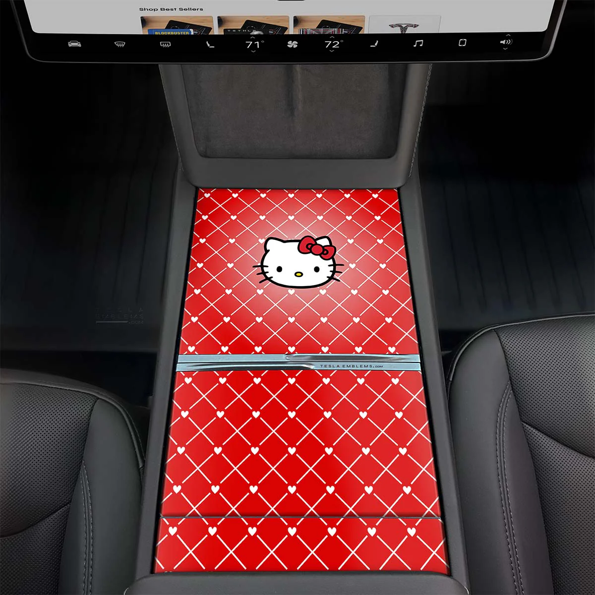 Sweet Kitty | Tesla Center Console Wrap Kit | Model 3 '24-26 Refresh - Image 2