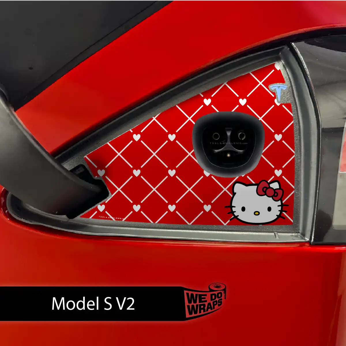 Sweet Kitty Tesla Charge Port Wrap | Model S - Image 2