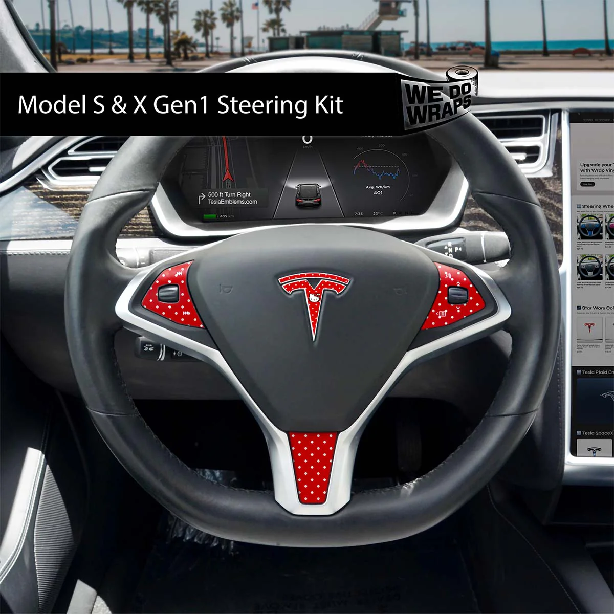 Sweet Kitty Tesla Steering Wheel Wrap | Model S - Image 2