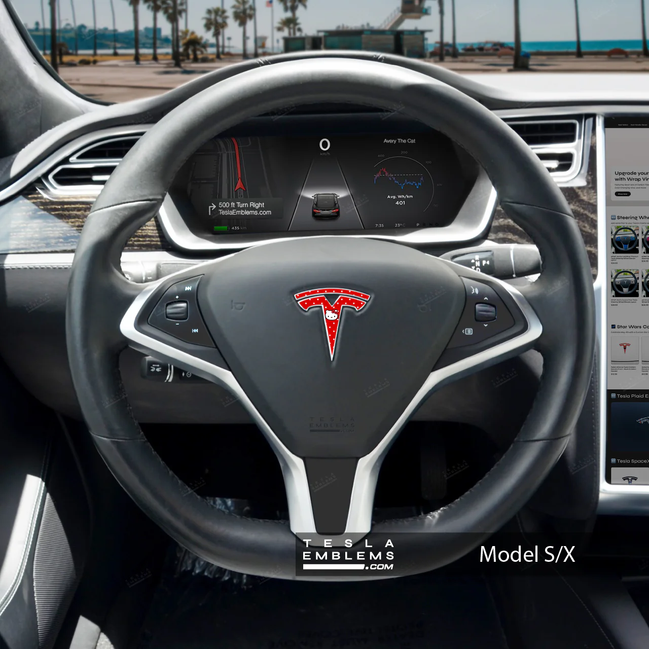 Sweet Kitty Tesla Steering Wheel Wrap | Model S - Image 4