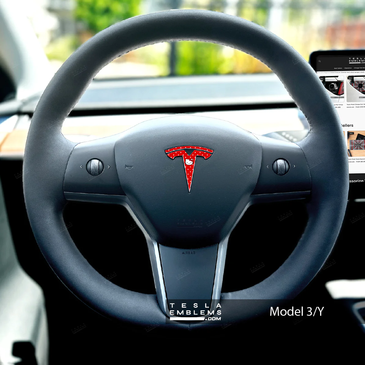 Sweet Kitty Tesla Steering Wheel Wrap | M3 2017-Jan 2024 - Image 3