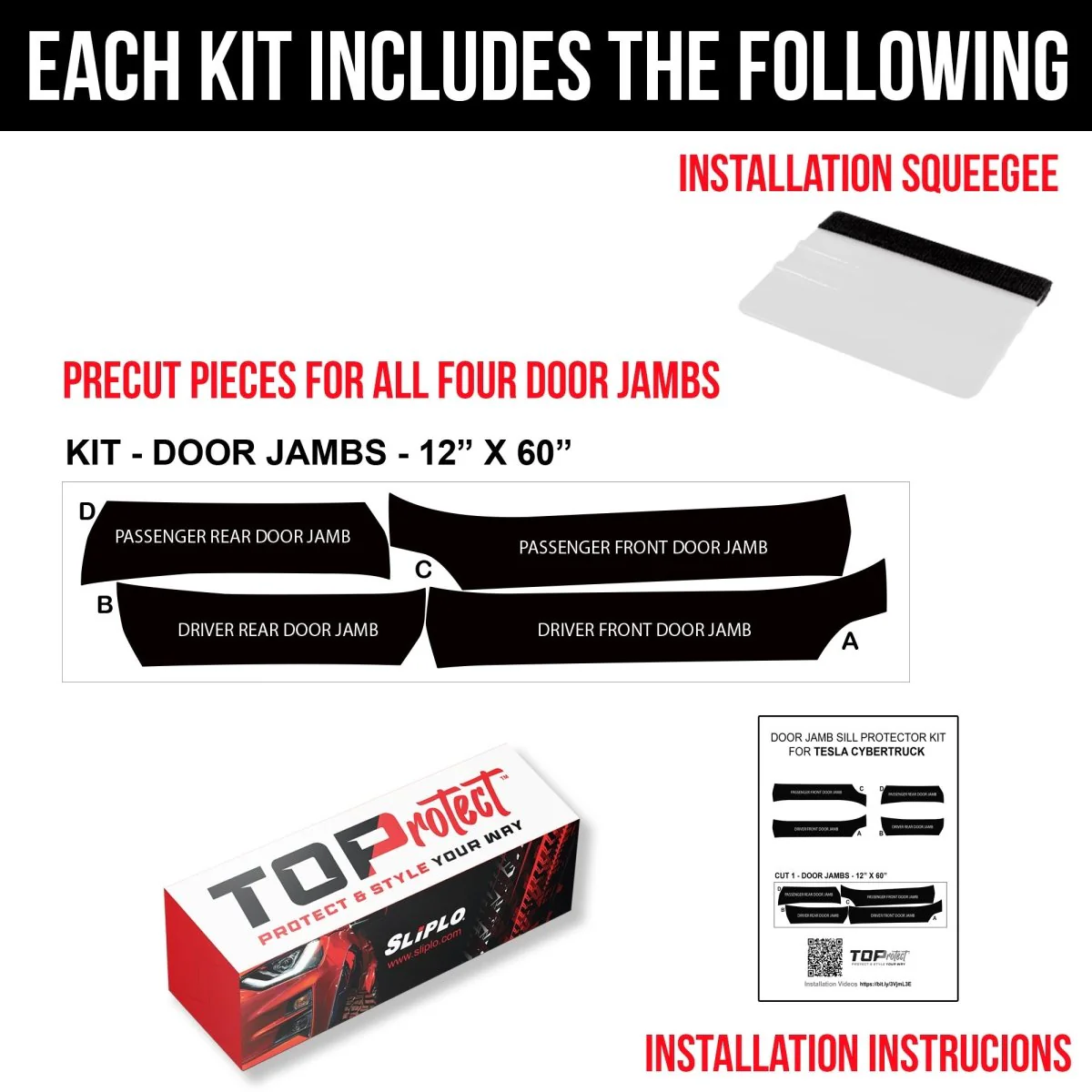 Tesla Cybertruck Door Sill Jamb DIY Vinyl Overlay Film Protection Guard Kit - Bed Liner Spray Look | TOProtect - Image 3