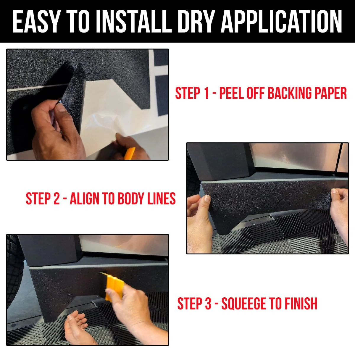 Tesla Cybertruck Door Sill Jamb DIY Vinyl Overlay Film Protection Guard Kit - Bed Liner Spray Look | TOProtect - Image 6