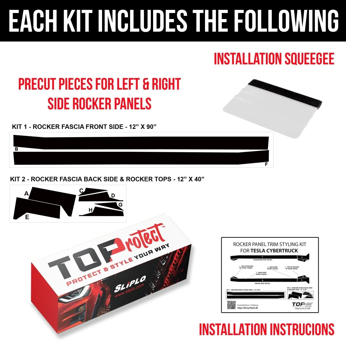 Tesla Cybertruck Rocker Panels DIY Fascia Vinyl Overlay Film Protection Kit Guard - Bed Liner Spray Look | TOProtect - Image 6