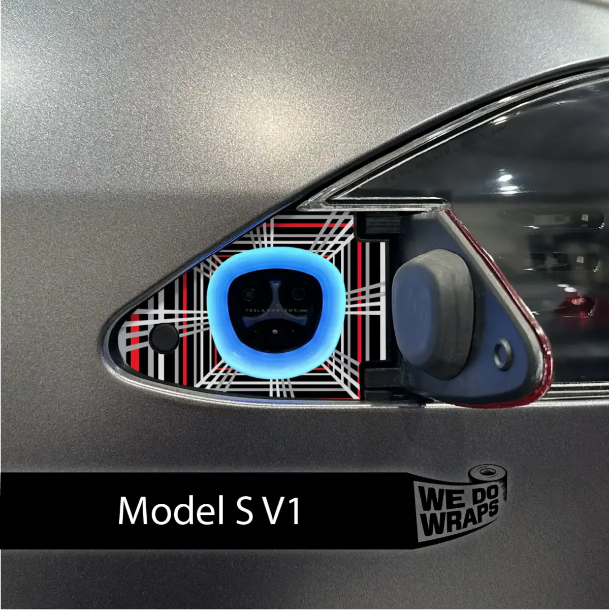 Plaid Performance Mode Tesla Charge Port Wrap | Model S - Image 2