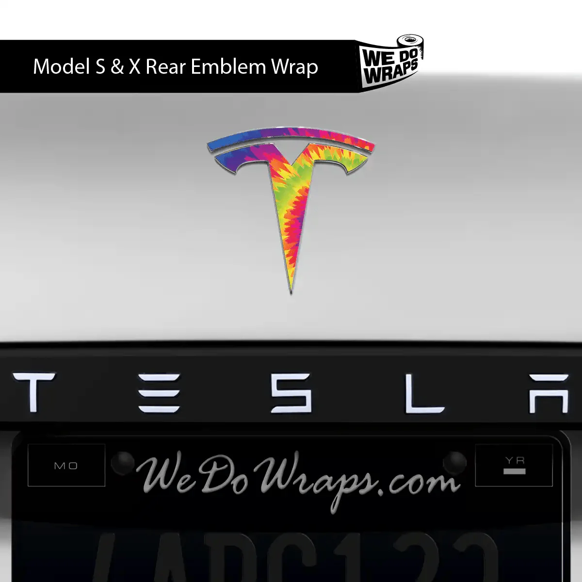 Tie Dye Tesla Emblem Decals (Front + Back) | Model X - Image 2