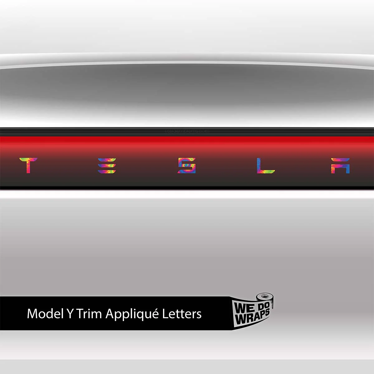Tie Dye Tesla Emblem Decals (Front + Back) | Model Y - Image 3