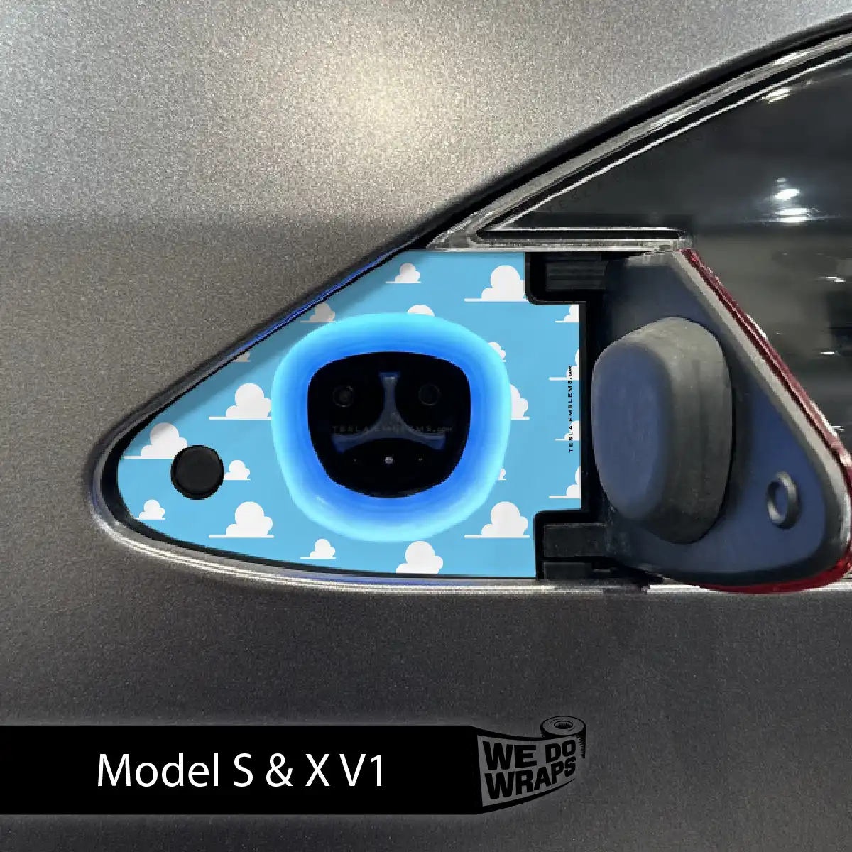 Toy Clouds Tesla Charge Port Wrap | Model X - Image 2