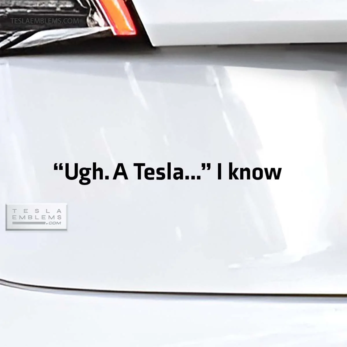 Ugh. A Tesla... I Know | Cut Vinyl Letters Decal - Image 2