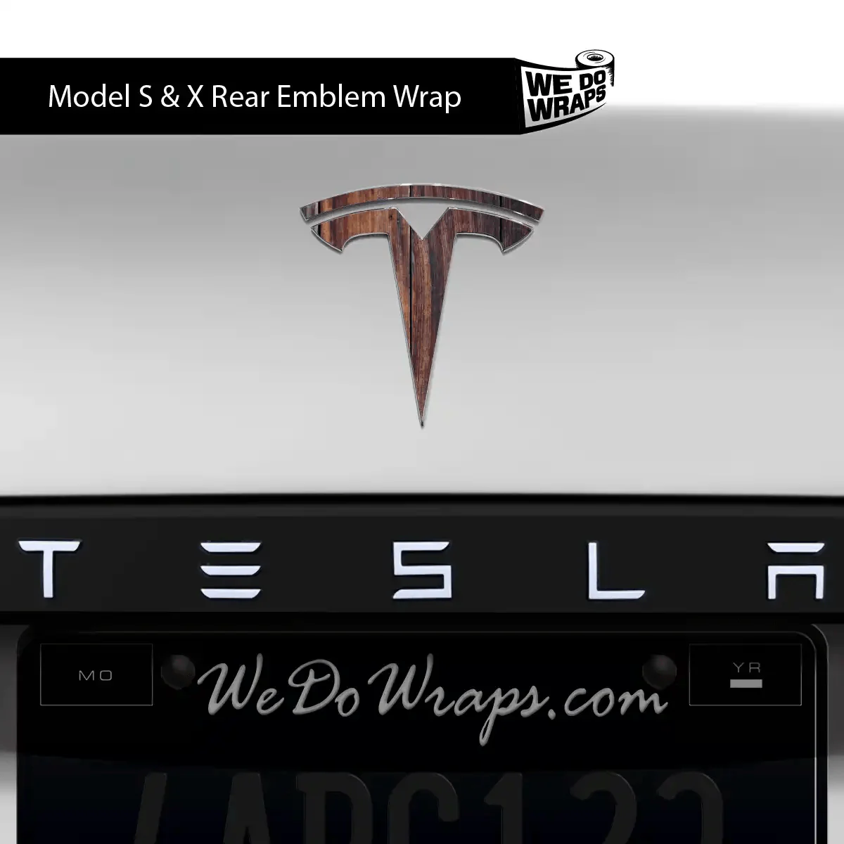 Wood Grain Tesla Emblem Decals (Front + Back) | Model S - Image 2